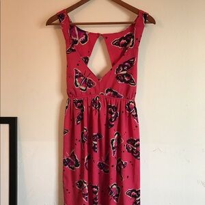 Roxy Hot Pink Butterfly Print Mini Dress